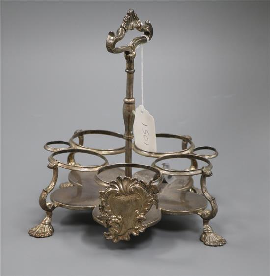 A George II silver five bottle cruet stand, London, 1754, gross 35.5 oz.